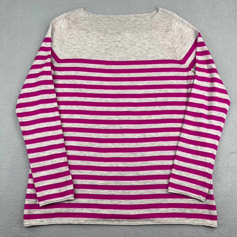 Gap Womens Magenta Gray Striped Wool Blend Boat Neck‎ Sweater Size M